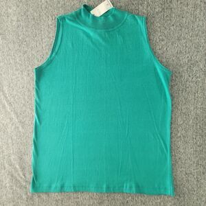 VTG 70s 80s Deadstock NWT Mock Neck Tank Top M Green Sycamore Reference Point